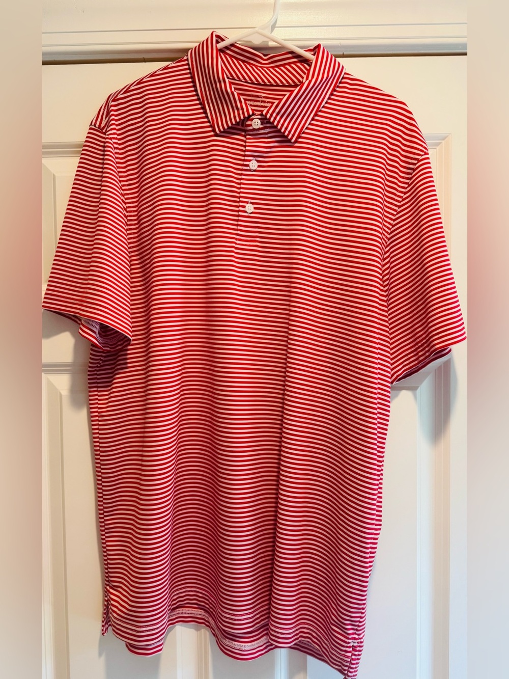 Vineyard Vines Red & White Striped Performance Polo